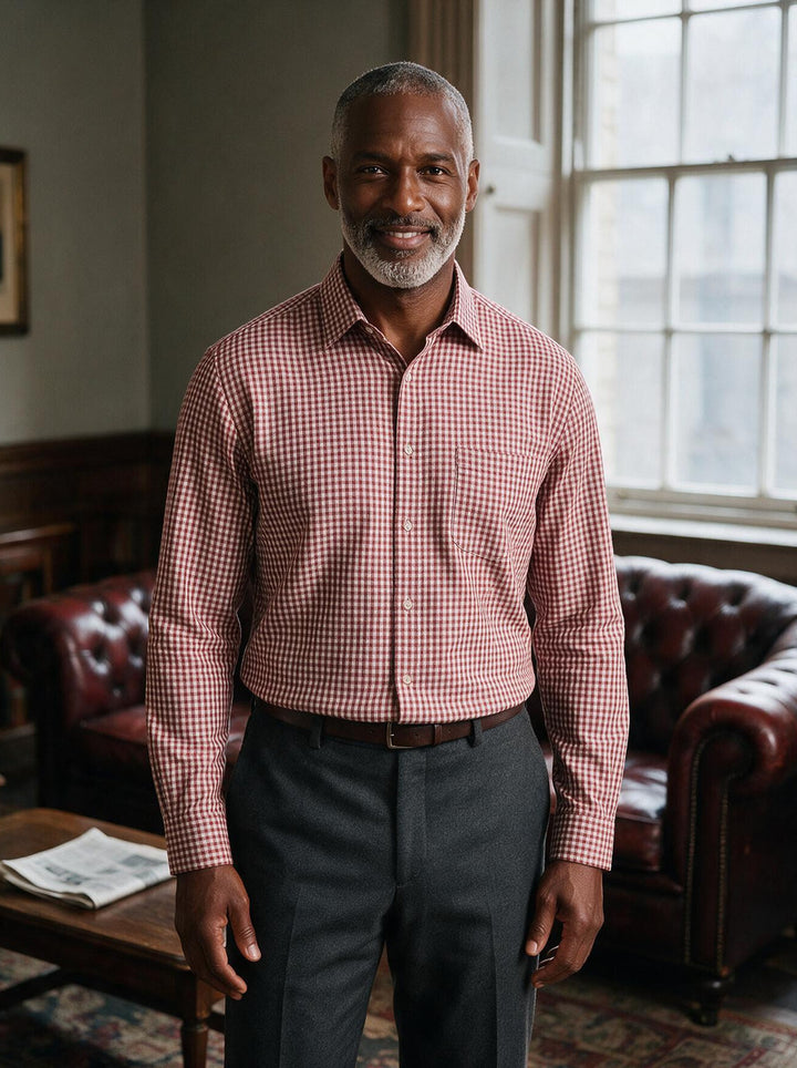 Ellery check shirt in Red, lifestyle, Gentlemens Manor