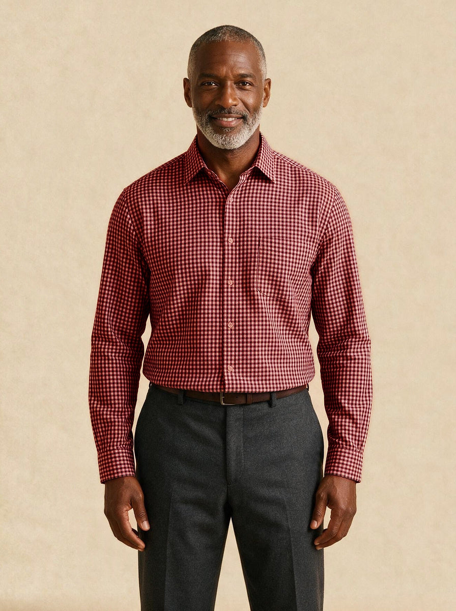 Ellery check shirt in Red, studio, Gentlemens Manor