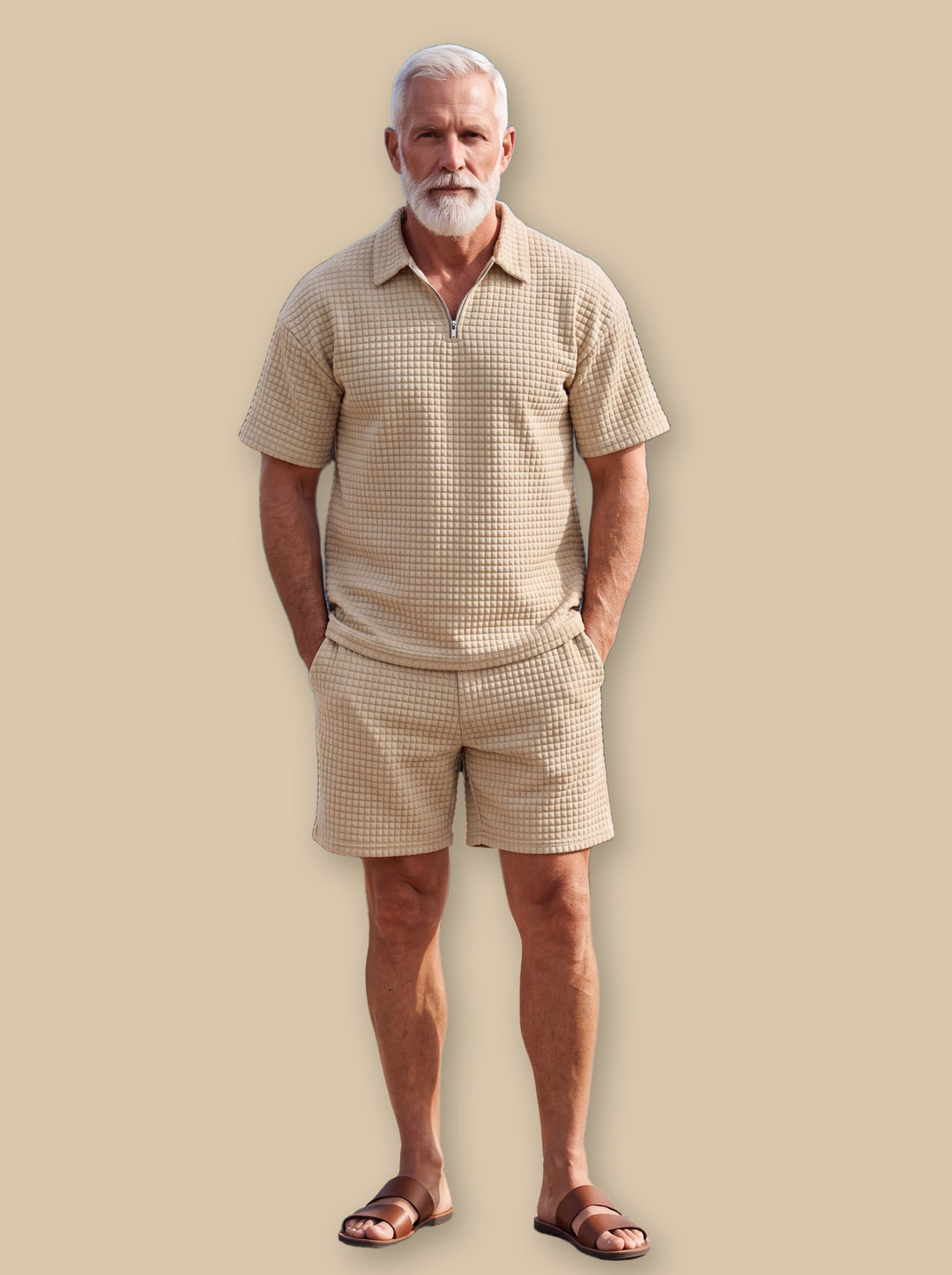 Ellis two piece set in Sand, studio - Gentlemens Manor