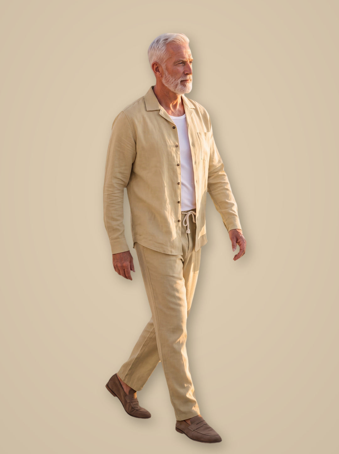 Elmer two piece set in Sand, studio - Gentlemens Manor