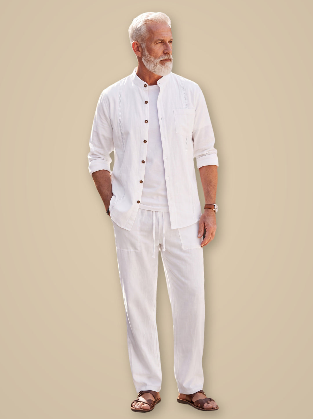 Elmer two piece set in White, studio - Gentlemens Manor