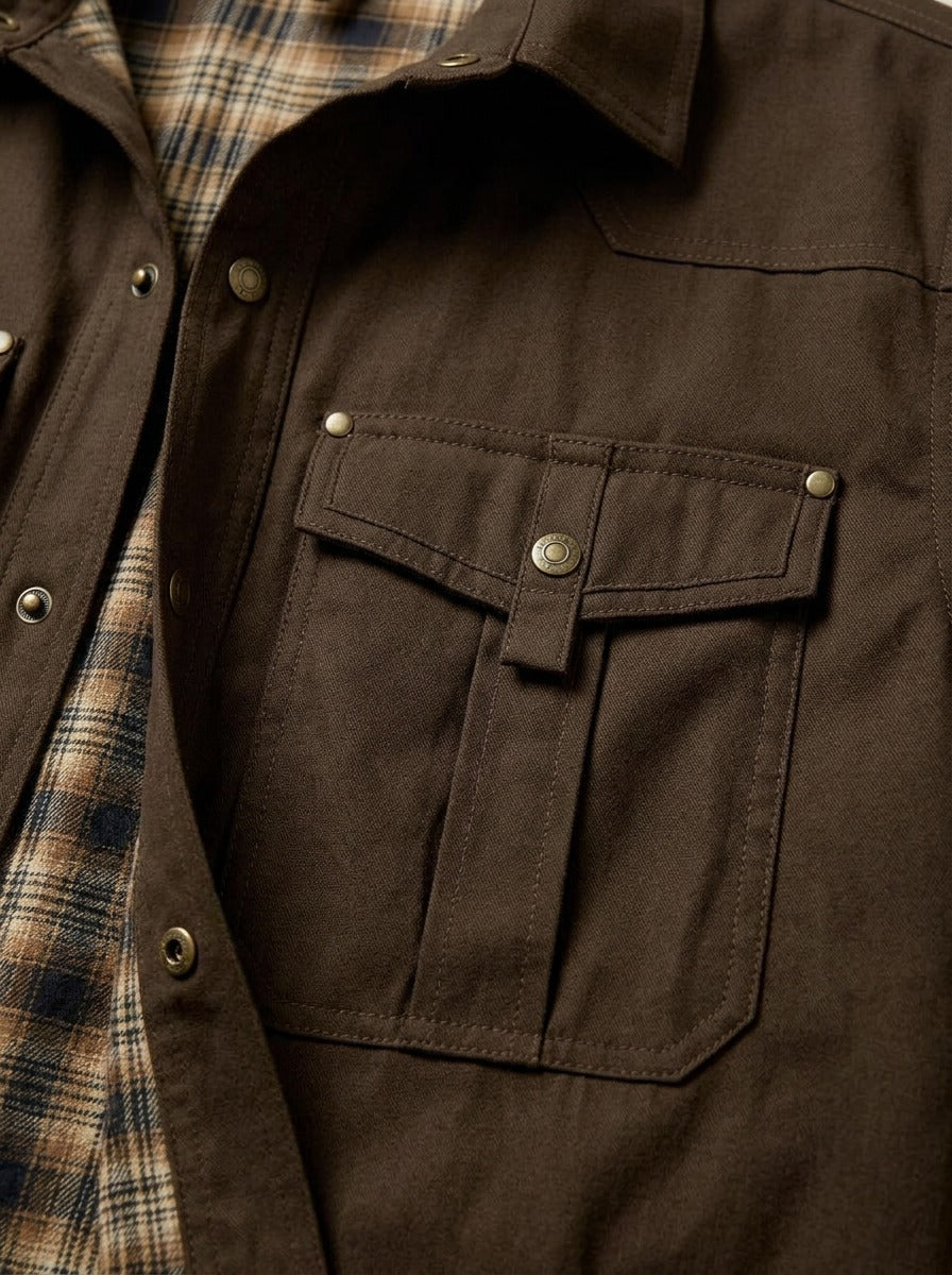 Elmwood flannel lined shirt jacket, fabric close up, Gentlemens Manor