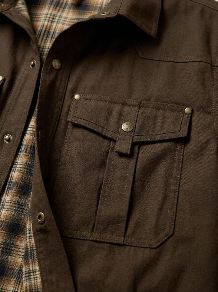 Elmwood flannel lined shirt jacket, fabric close up, Gentlemens Manor