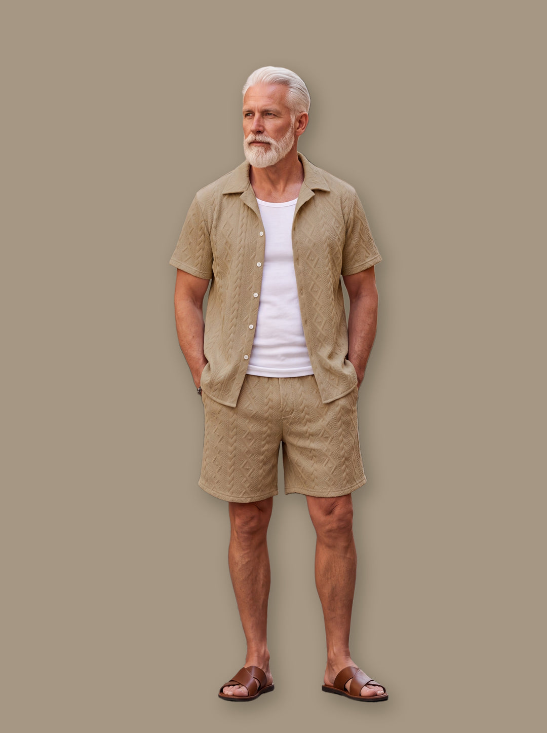 Elton two piece set in Sand, studio - Gentlemens Manor