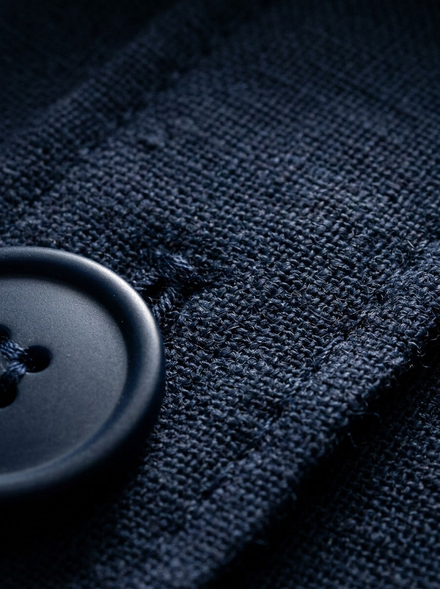 Emerson linen shirt and shorts set, fabric close up, Gentlemens Manor