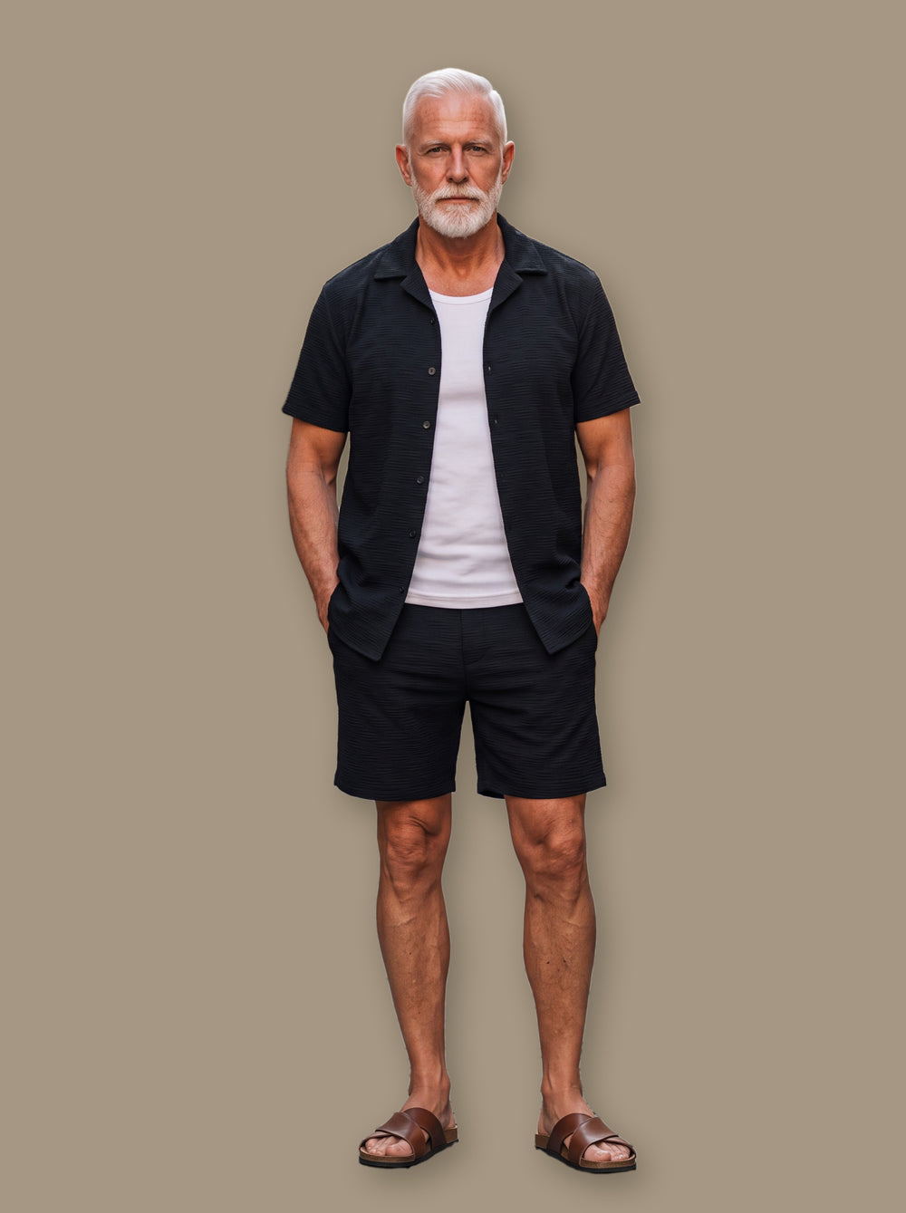 Emmett beach shirt in Black, studio - Gentlemens Manor