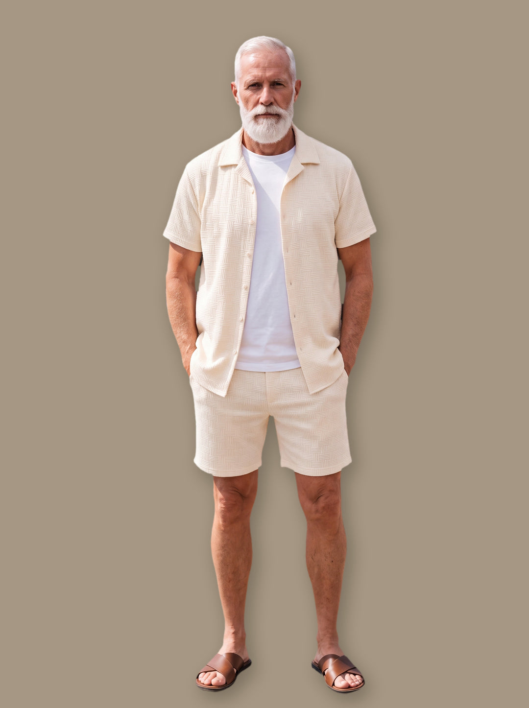 Emmett beach shirt in Cream, studio - Gentlemens Manor