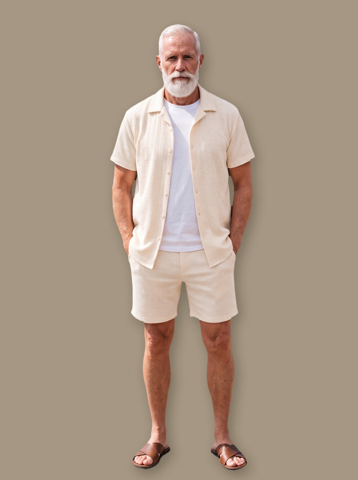 Emmett beach shirt in Cream, studio - Gentlemens Manor