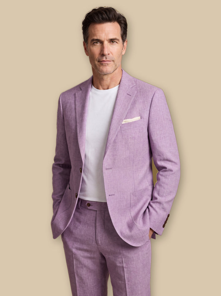 Eugene two piece set in Black, worn by a model on a warm sand studio background - Gentlemens Manor