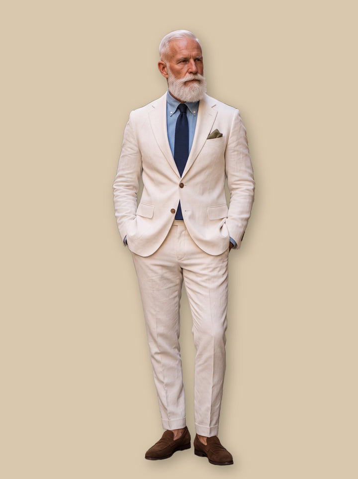 Eugene two piece set in White, studio - Gentlemens Manor
