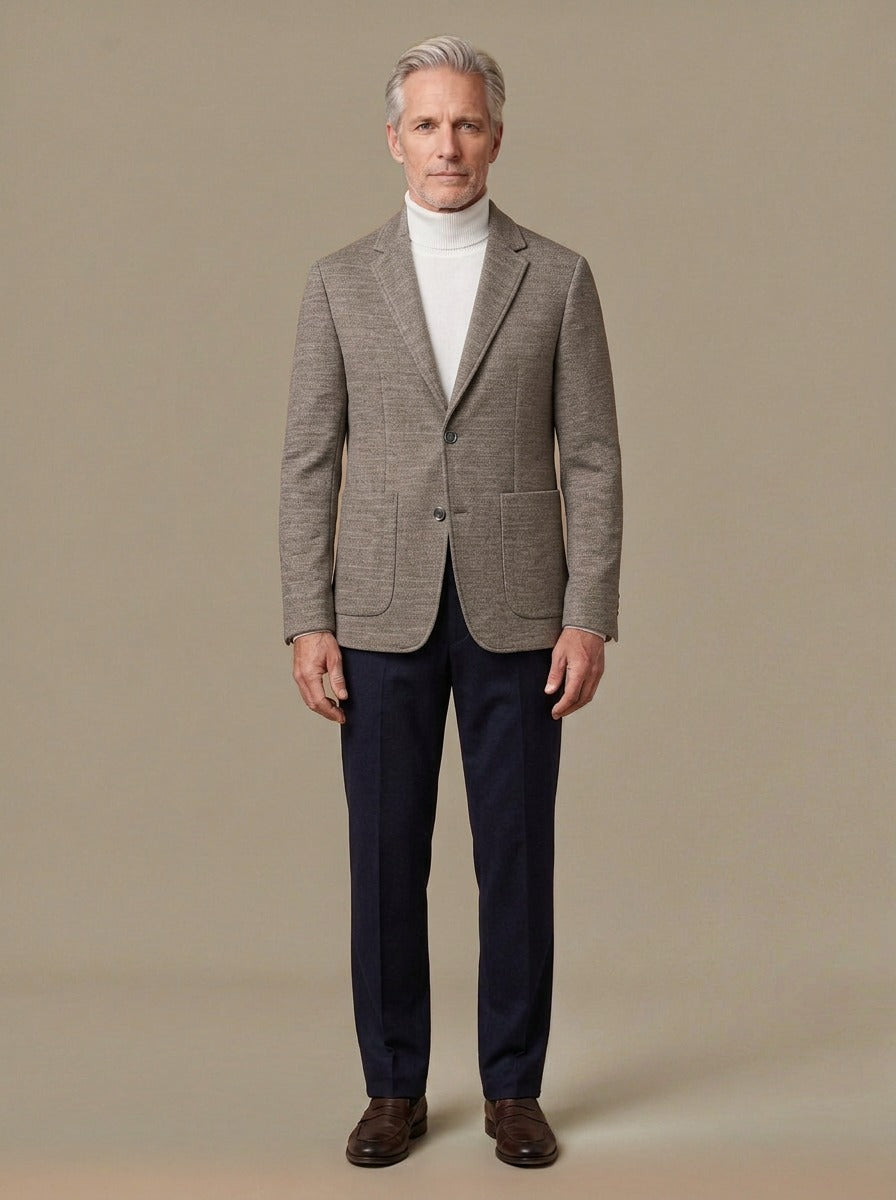Everard knit wool blend blazer in Brown, studio, Gentlemens Manor