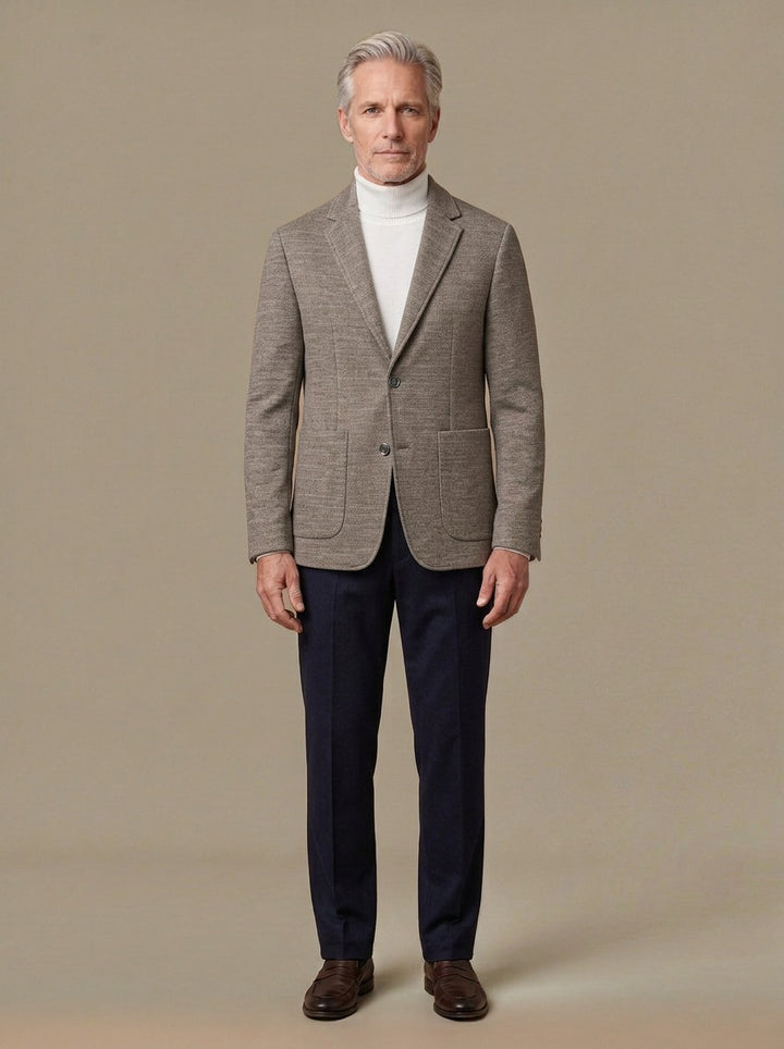 Everard knit wool blend blazer in Brown, studio, Gentlemens Manor