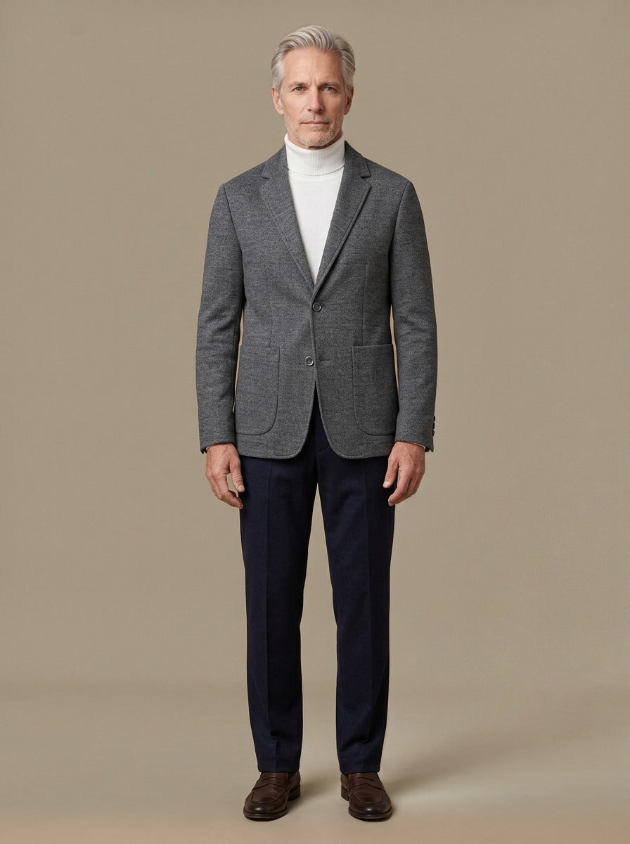 Everard knit wool blend blazer in Charcoal, studio, Gentlemens Manor