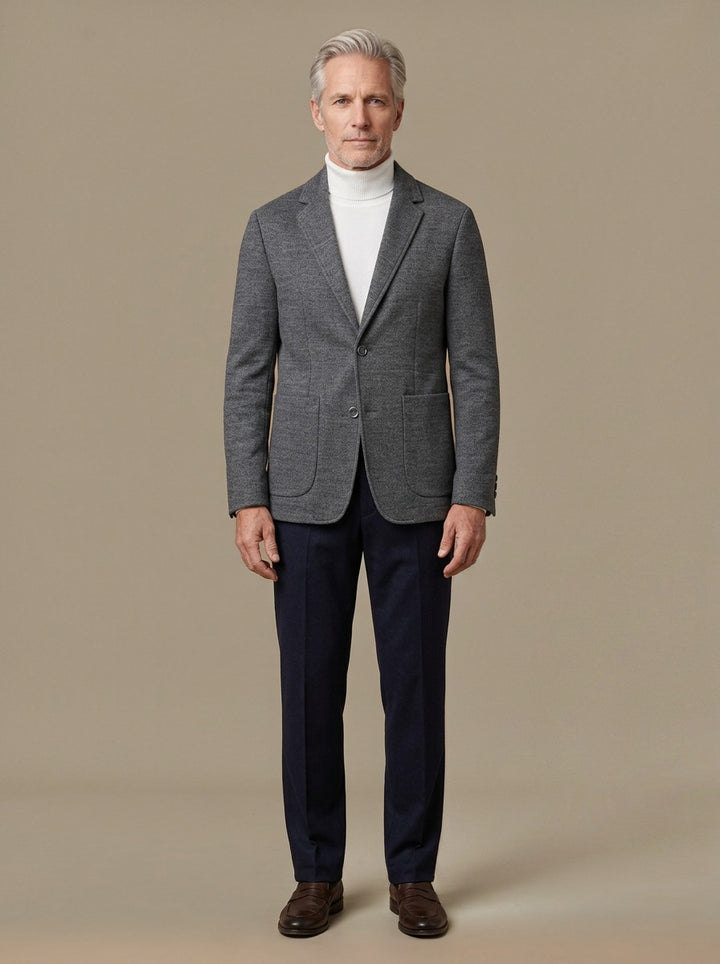Everard knit wool blend blazer in Charcoal, studio, Gentlemens Manor