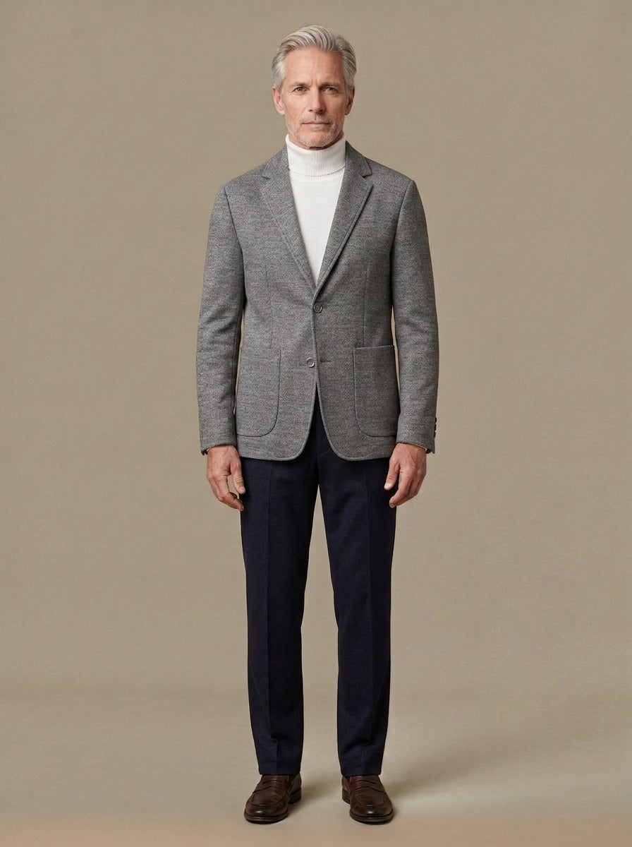 Everard knit wool blend blazer in Grey, studio, Gentlemens Manor