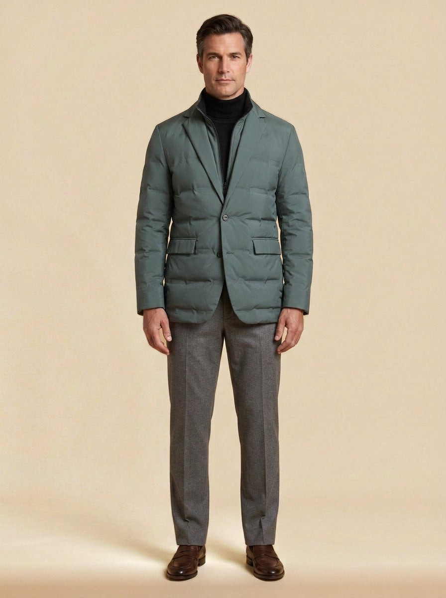 Everton quilted blazer jacket in Green, studio, Gentlemens Manor