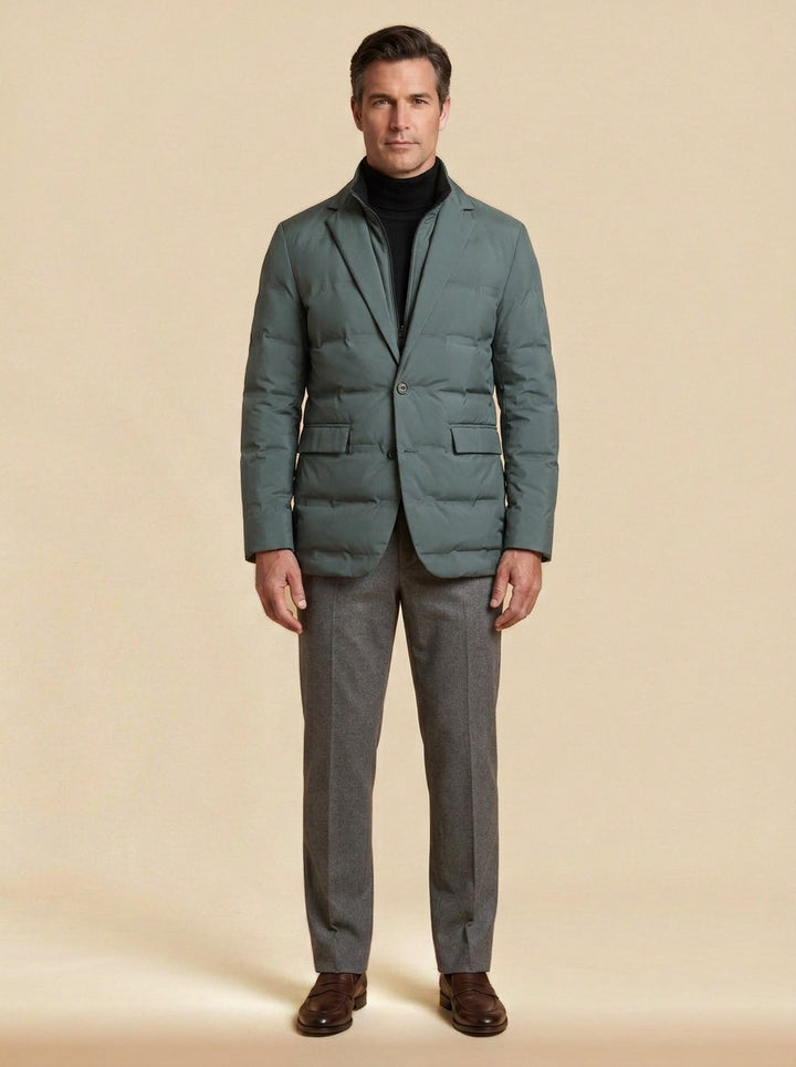Everton quilted blazer jacket in Green, studio, Gentlemens Manor