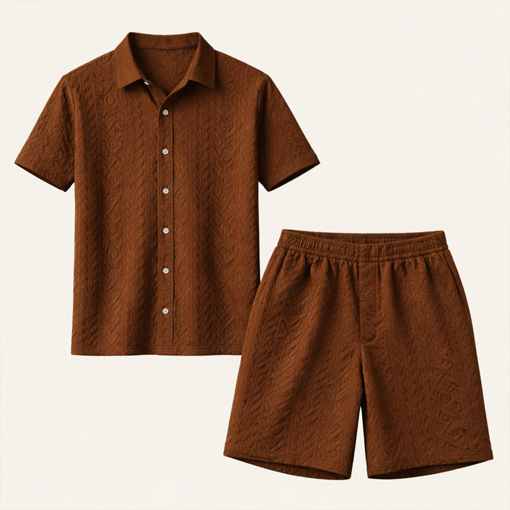 The Brookridge Hill Men’s Textured Lightweight Summer Set – Shirt &amp; Shorts Set