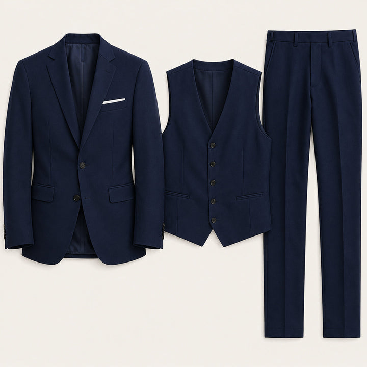 The Barbaresco Men’s Elegant 3 Piece Suit Set – Blazer Gilet and Trousers Formal Suit