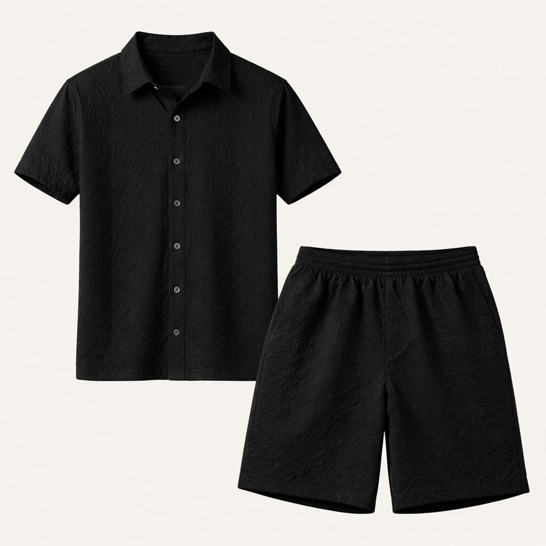 The Brookridge Hill Men’s Textured Lightweight Summer Set – Shirt &amp; Shorts Set
