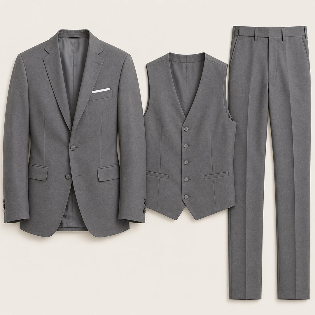 The Barbaresco Men’s Elegant 3 Piece Suit Set – Blazer Gilet and Trousers Formal Suit