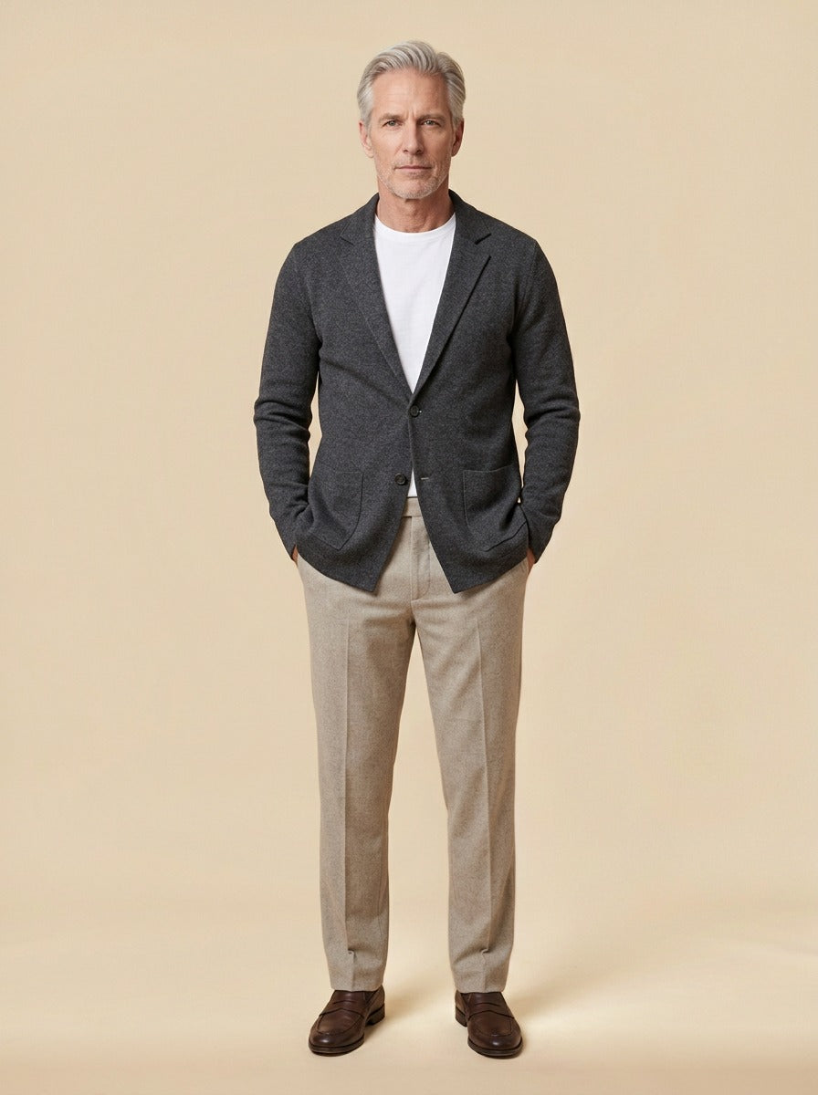 Fairfax knit blazer in Charcoal, studio, Gentlemens Manor