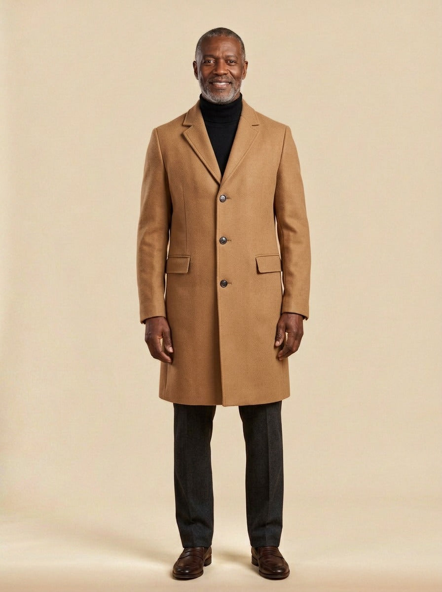 Farnham overcoat in Camel, studio, Gentlemens Manor