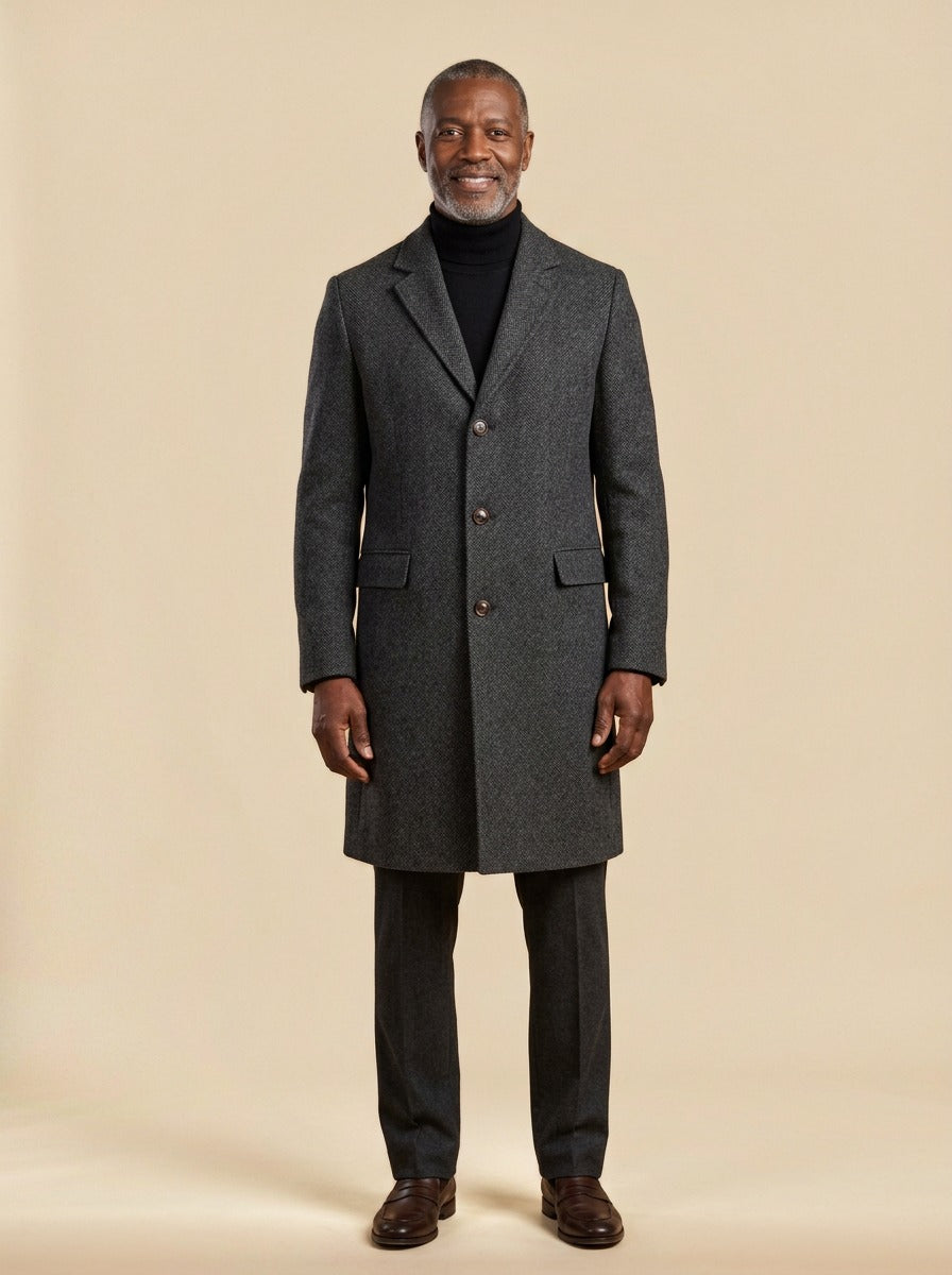 Farnham overcoat in Grey, studio, Gentlemens Manor