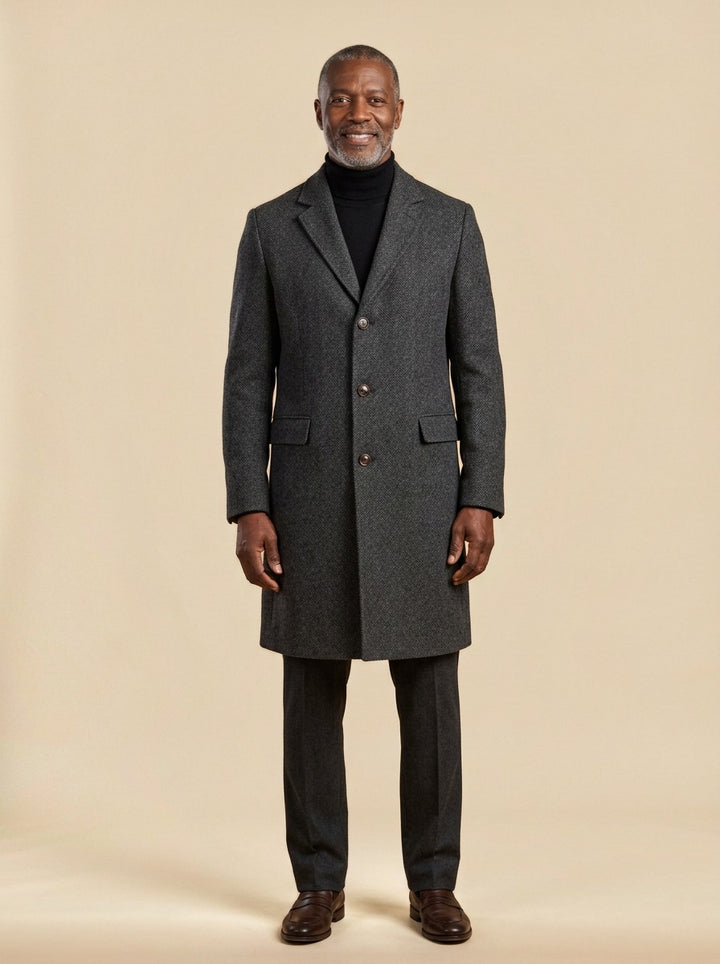 Farnham overcoat in Grey, studio, Gentlemens Manor