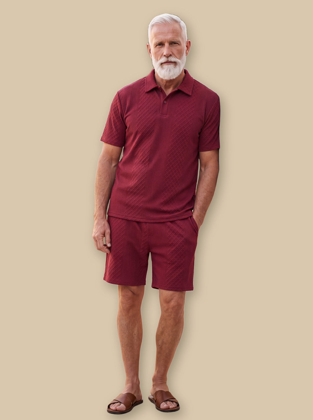Finley two piece set in Burgundy, studio - Gentlemens Manor