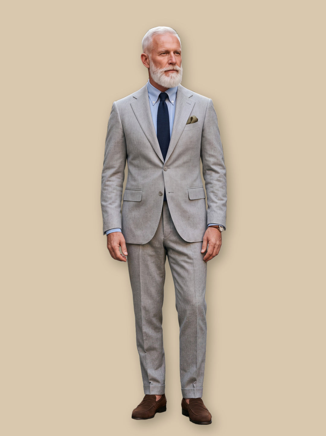 Fitzgerald two piece set in Light Grey, studio - Gentlemens Manor