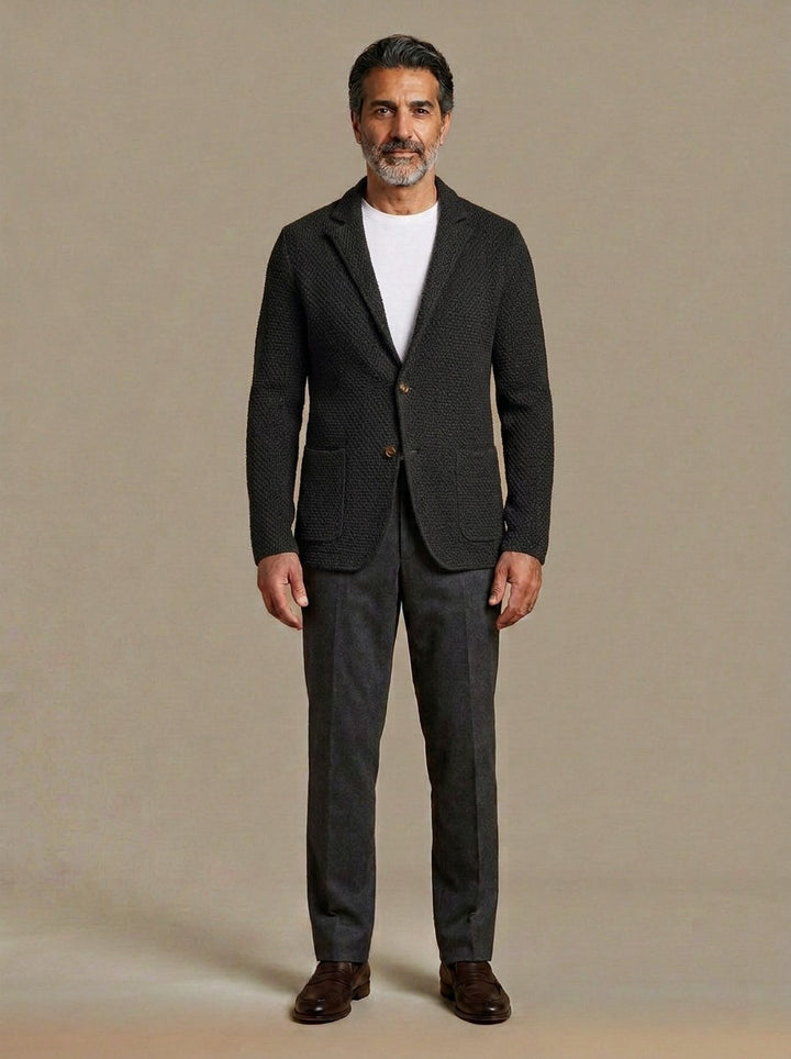 Fleming textured knit blazer in Black, studio, Gentlemens Manor