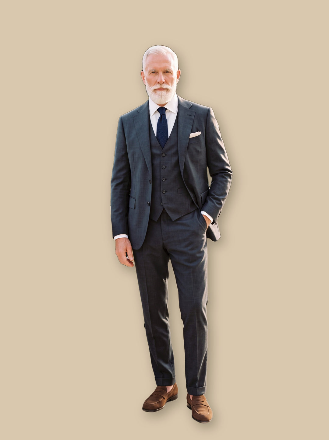 Floyd three-piece suit in Charcoal, studio - Gentlemens Manor