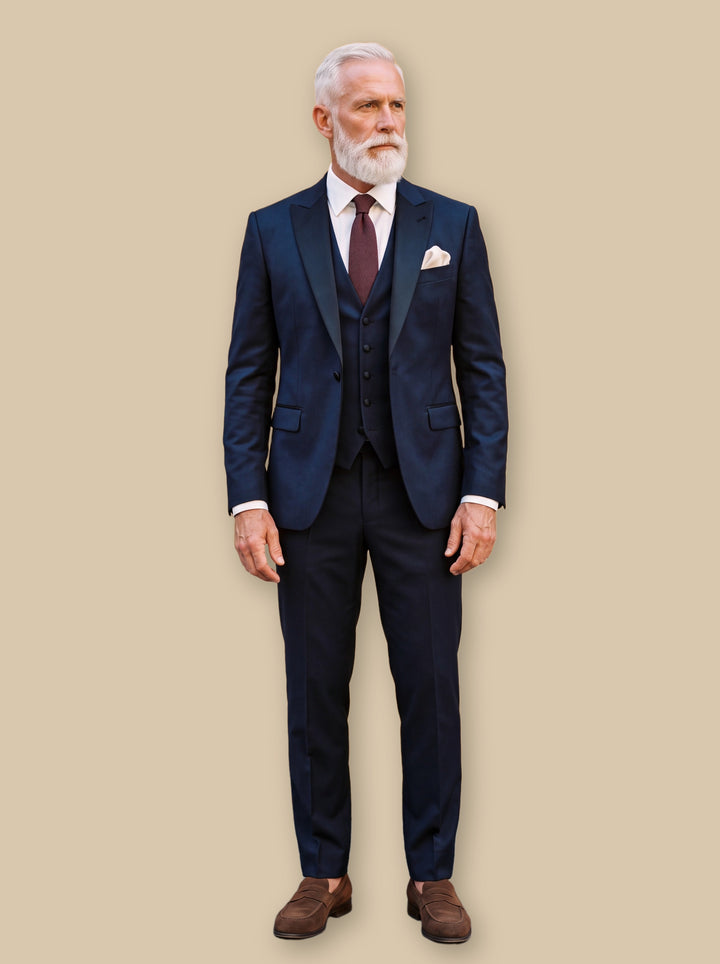 Floyd three-piece suit in Navy, studio - Gentlemens Manor