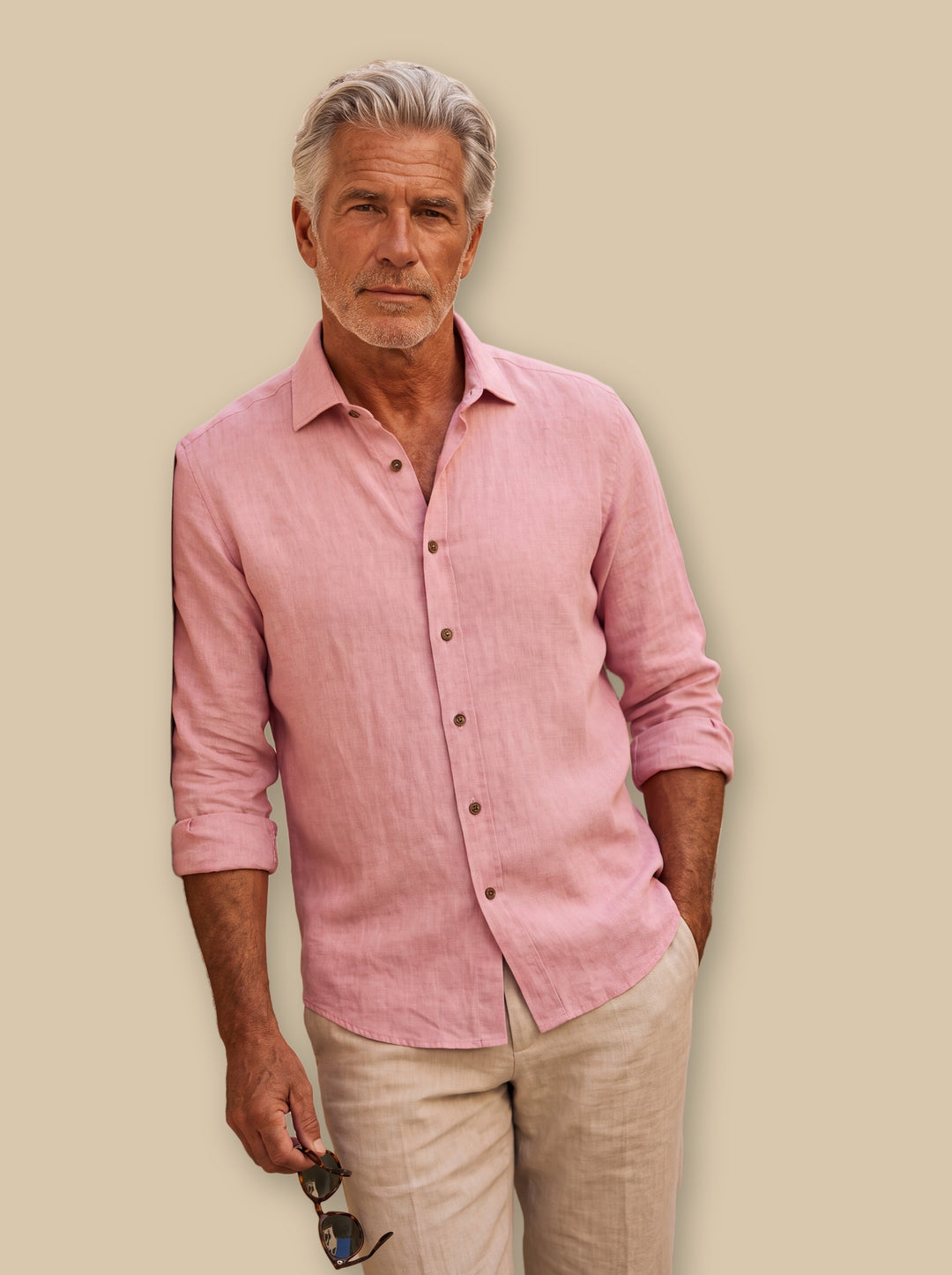 Forsyth linen shirt in Pink, studio - Gentlemens Manor