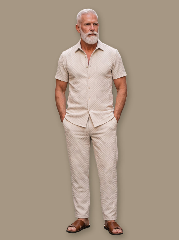 Foster two piece set in Sand, studio - Gentlemens Manor