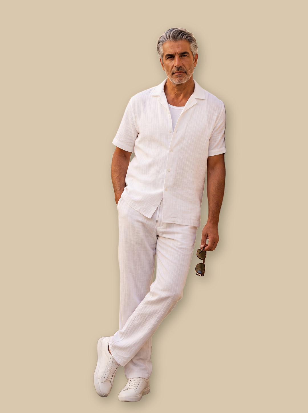 Francis two piece set in White, studio - Gentlemens Manor