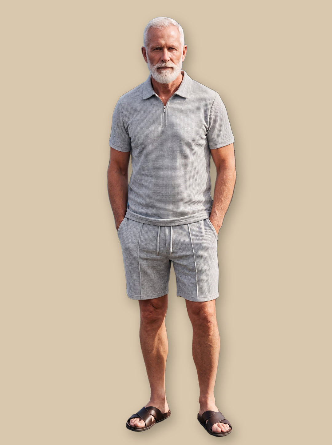 Freeman two piece set in Light Grey, studio - Gentlemens Manor