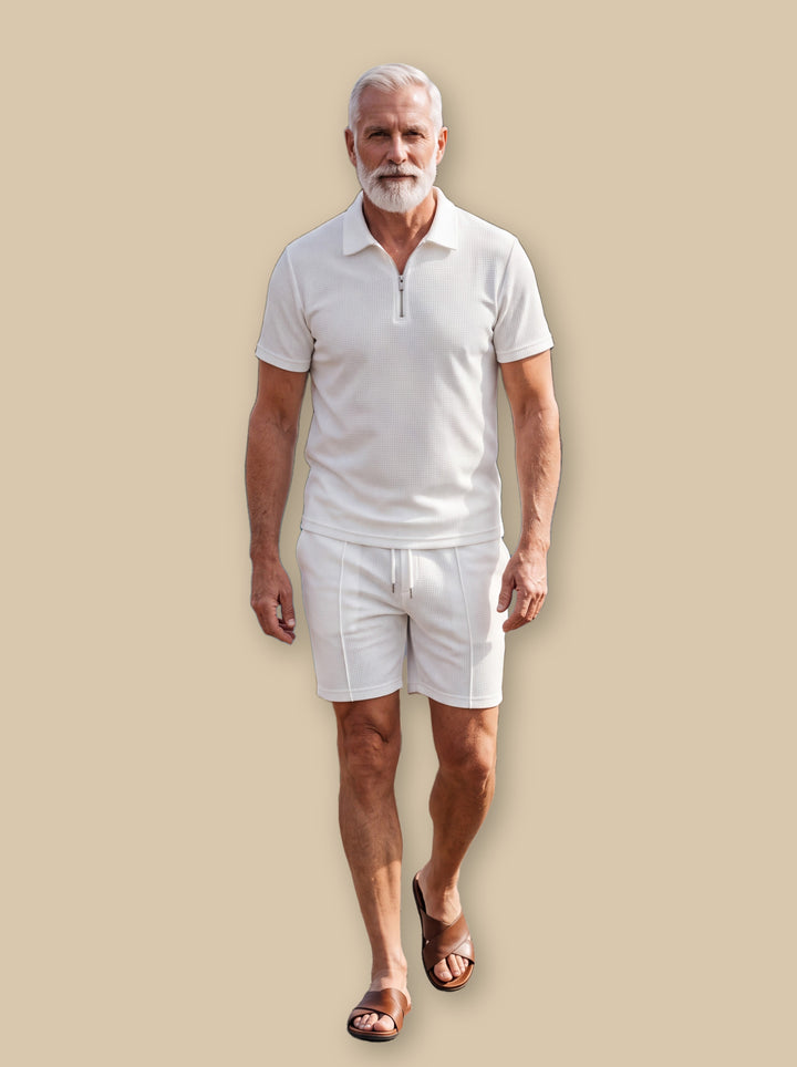 Freeman two piece set in White, studio - Gentlemens Manor
