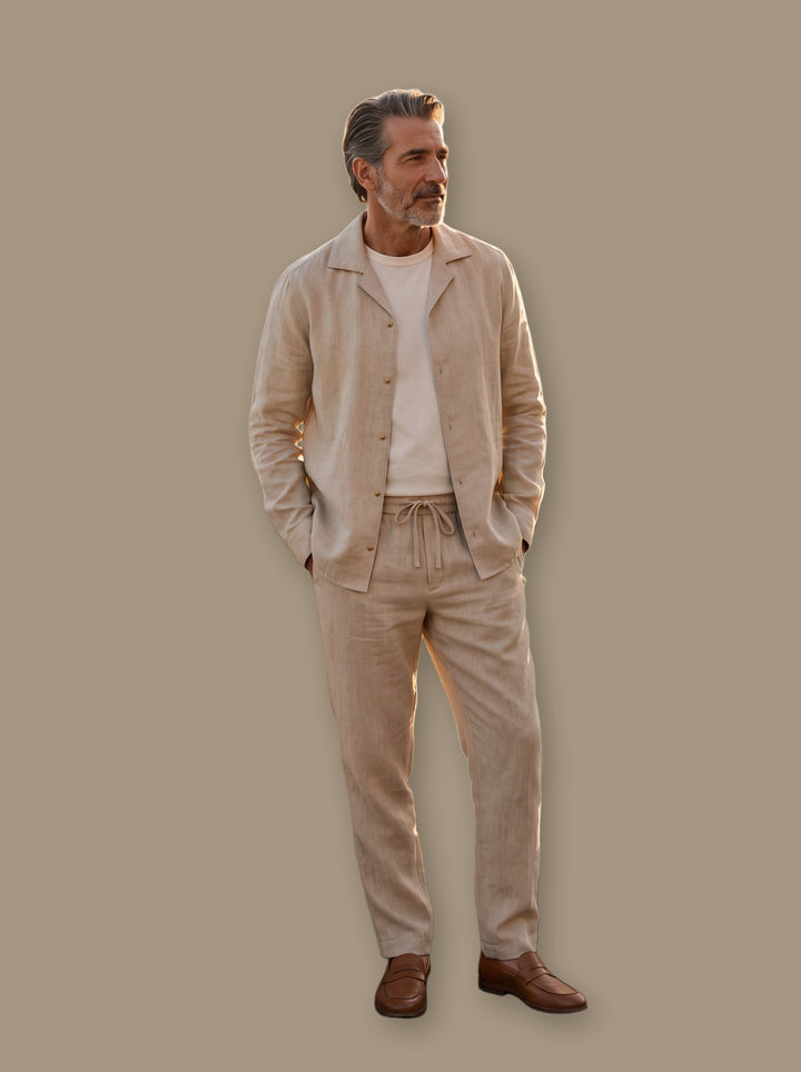 Garland two piece set in Beige, studio - Gentlemens Manor