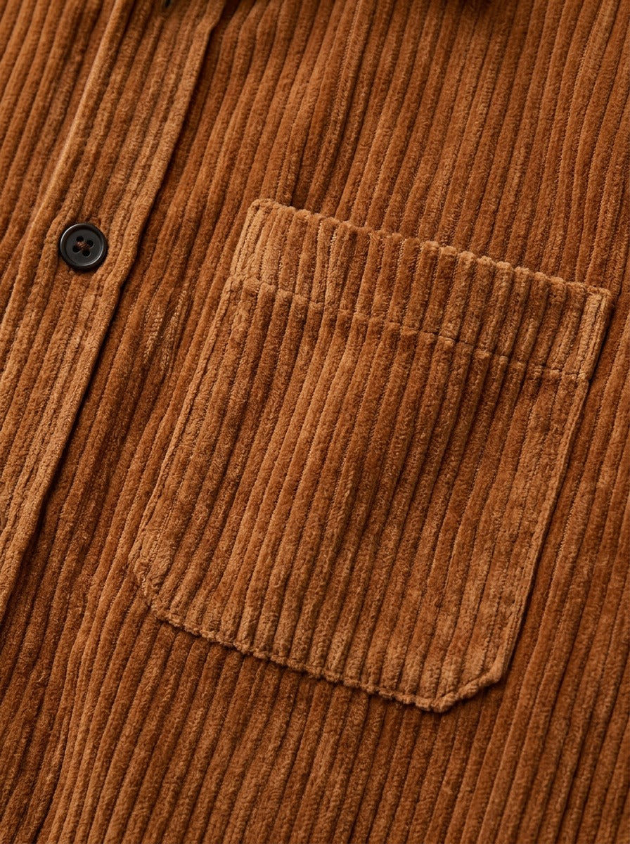 Garnett wide wale corduroy overshirt, fabric close up, Gentlemens Manor