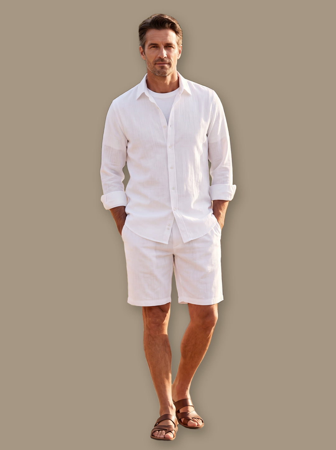 Gene two piece set in White, studio - Gentlemens Manor