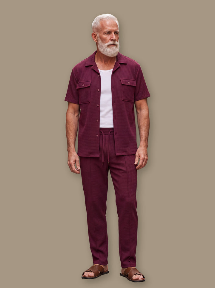 Gideon two piece set in Burgundy, studio - Gentlemens Manor