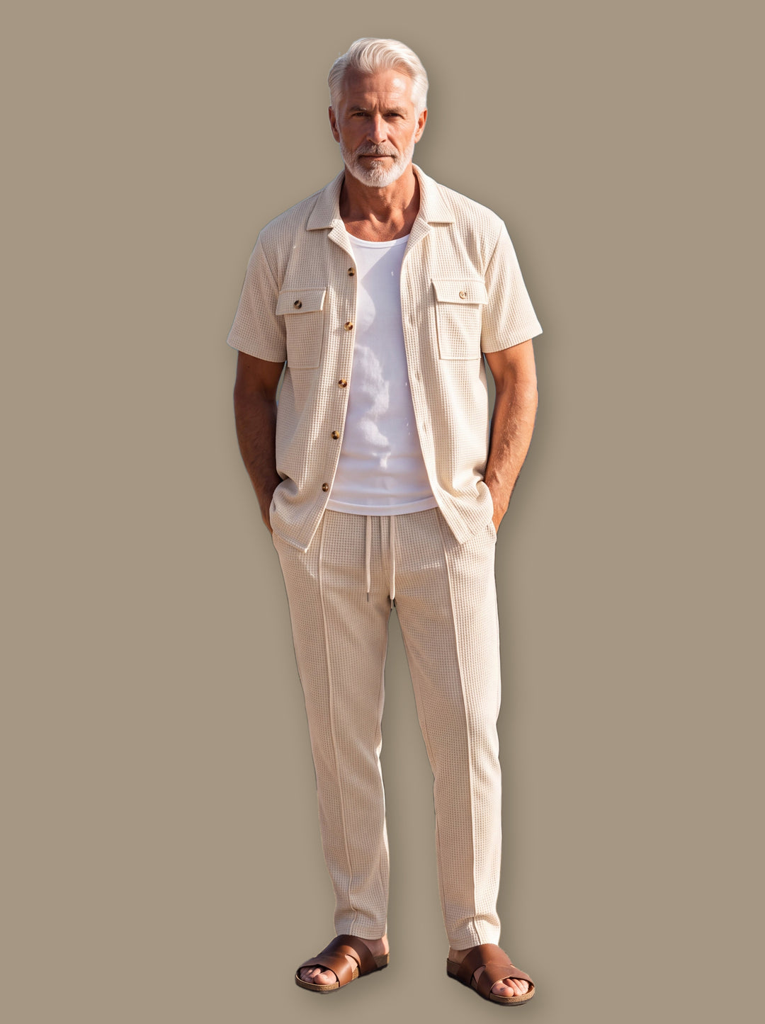 Gideon two piece set in Sand, studio - Gentlemens Manor