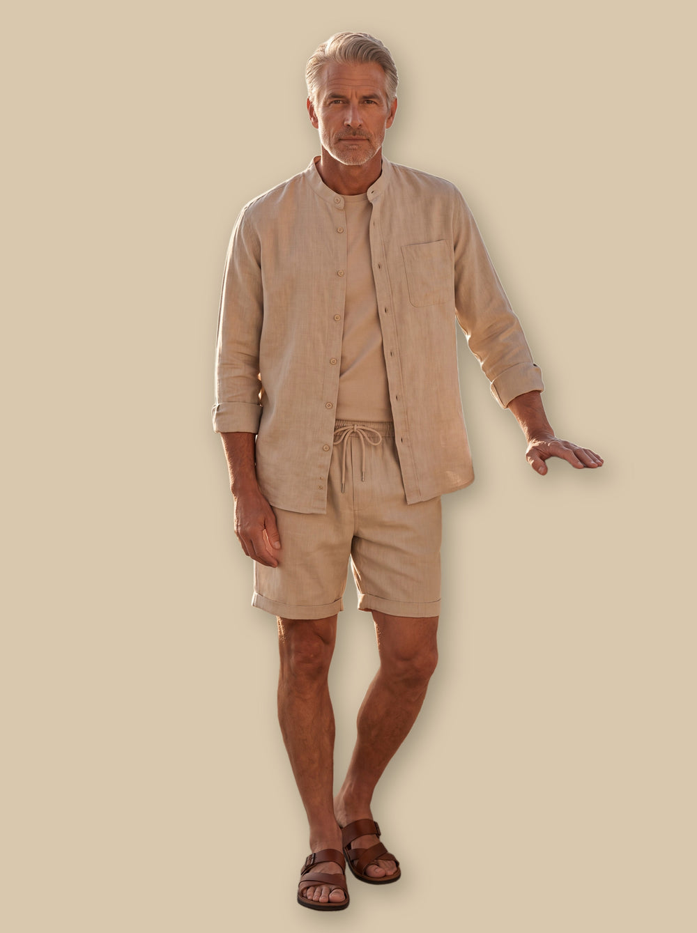 Gilbert two piece set in Beige, studio - Gentlemens Manor