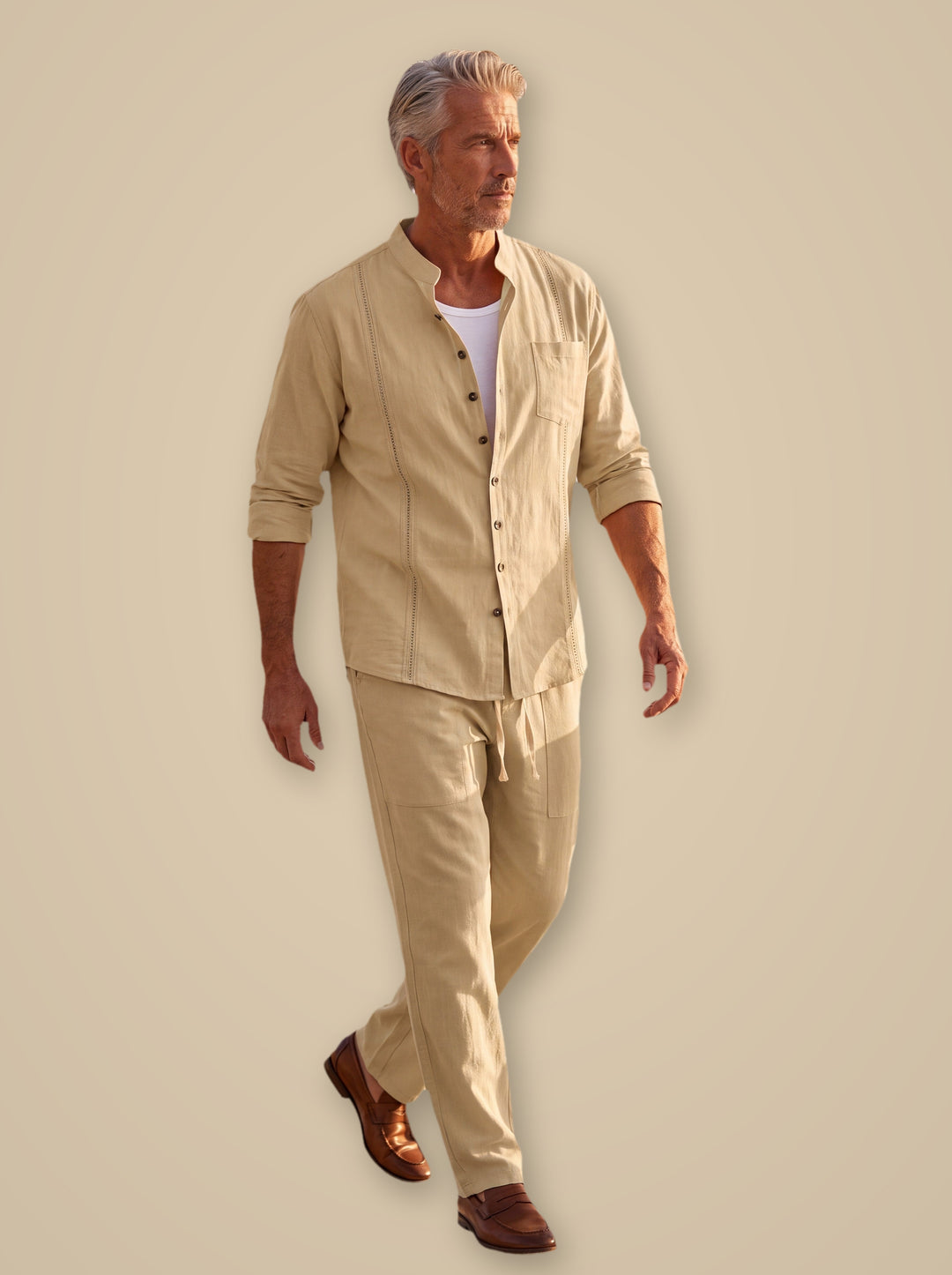 Glenn two piece set in Sand, studio - Gentlemens Manor