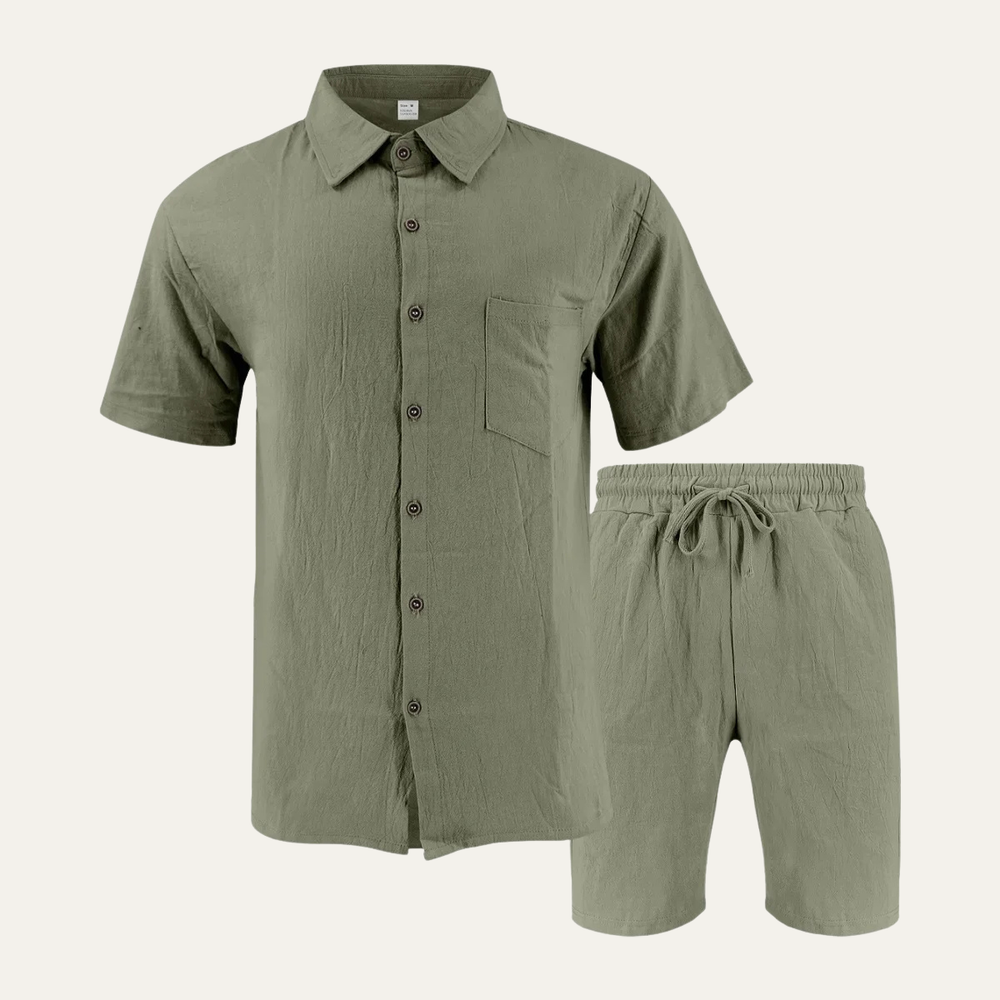 Grady two piece set in Green, product flat lay - Gentlemens Manor
