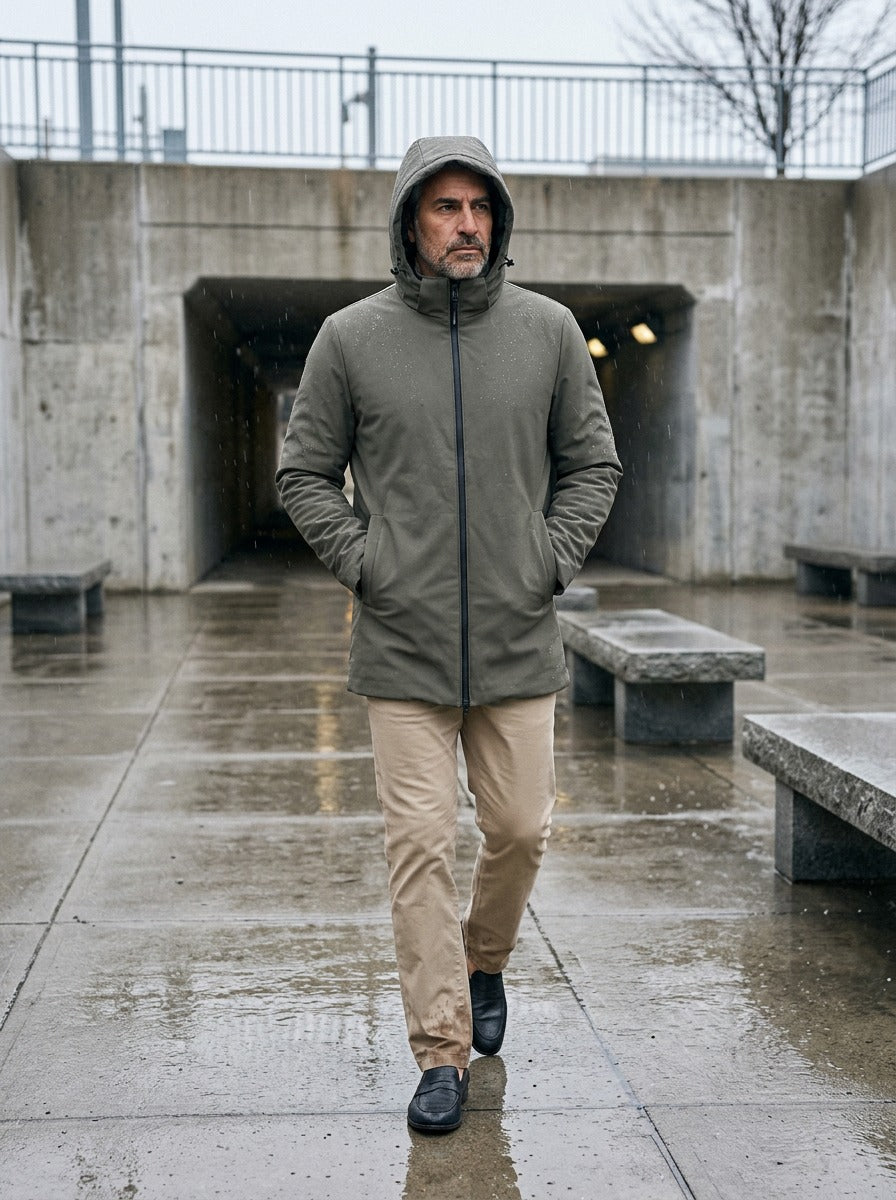 Granger hooded parka in Grey, lifestyle, Gentlemens Manor