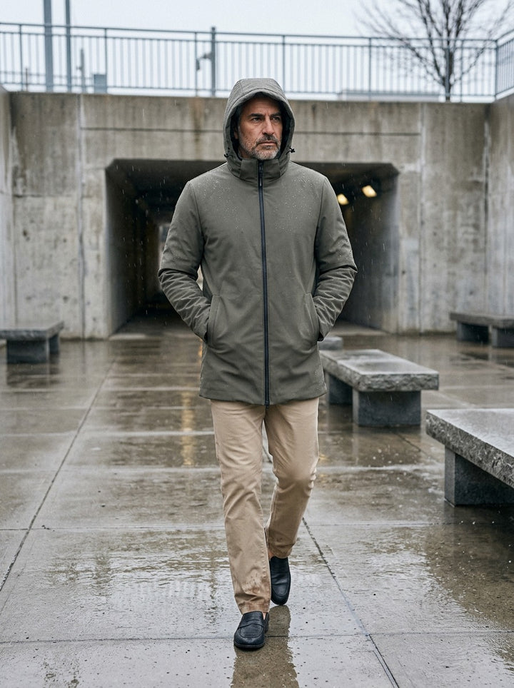 Granger hooded parka in Grey, lifestyle, Gentlemens Manor