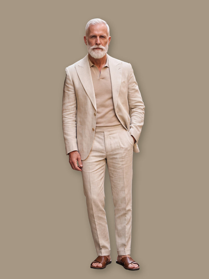 Grant two piece set in Beige, studio - Gentlemens Manor
